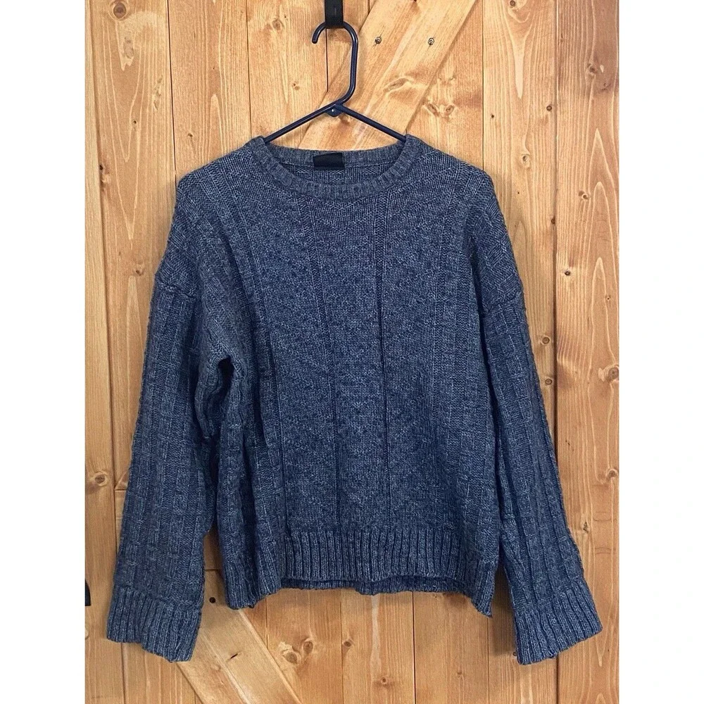 Vtg Westbury Alpaca Sweater Blue Mens Large Grandpa Academia Made in Switzerland